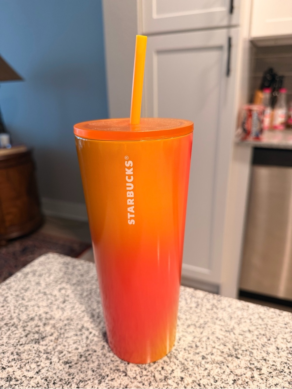 NWT Starbucks 2022 Summer Orange Pink Ombre Stainless Steel Tumbler 24oz